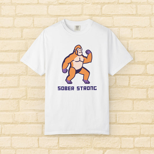Sober Strong Gorilla T-Shirt 🦍✊ Retro Sobriety Tee, Motivational Recovery Shirt, Unisex Graphic Top, Sobriety Gift for Men and Women