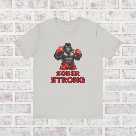 Sober Strong T-Shirt Boxing Gorilla 🥊🦍✨| Sobriety Recovery Shirt | Sober Lifestyle Tee for Men & Women | Gift for Sobriety Milestone