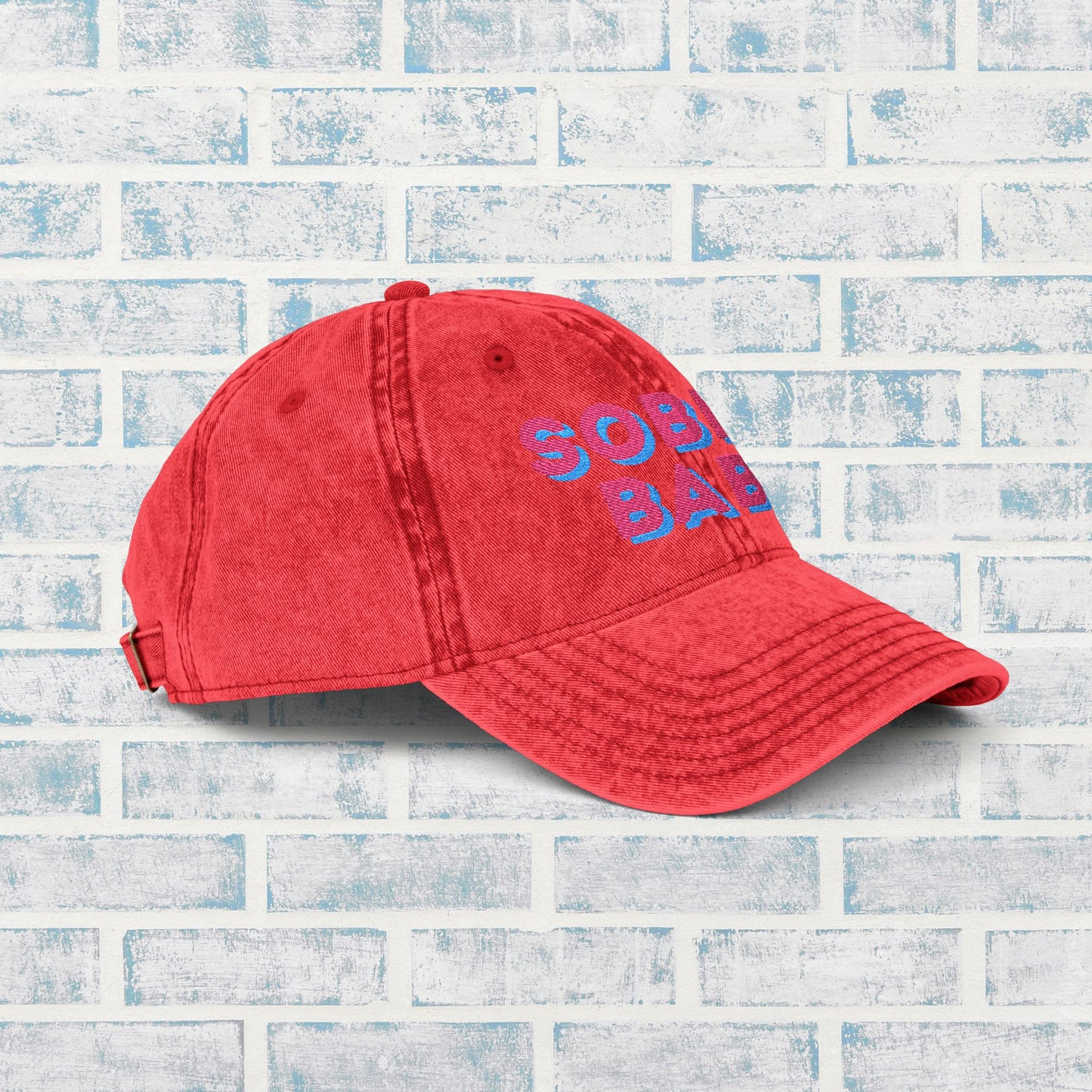 ✨🧢 Sober Babe Vintage Distressed Hat 🌸💖Vintage Distressed Baseball Cap, Sobriety Gift for Her, Bright Color Recovery Hat, Feminine Sober Cap