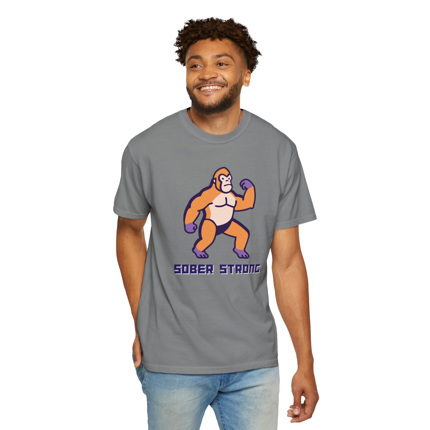 Sober Strong Gorilla T-Shirt π¦β Retro Sobriety Tee, Motivational Recovery Shirt, Unisex Graphic Top, Sobriety Gift for Men and Women