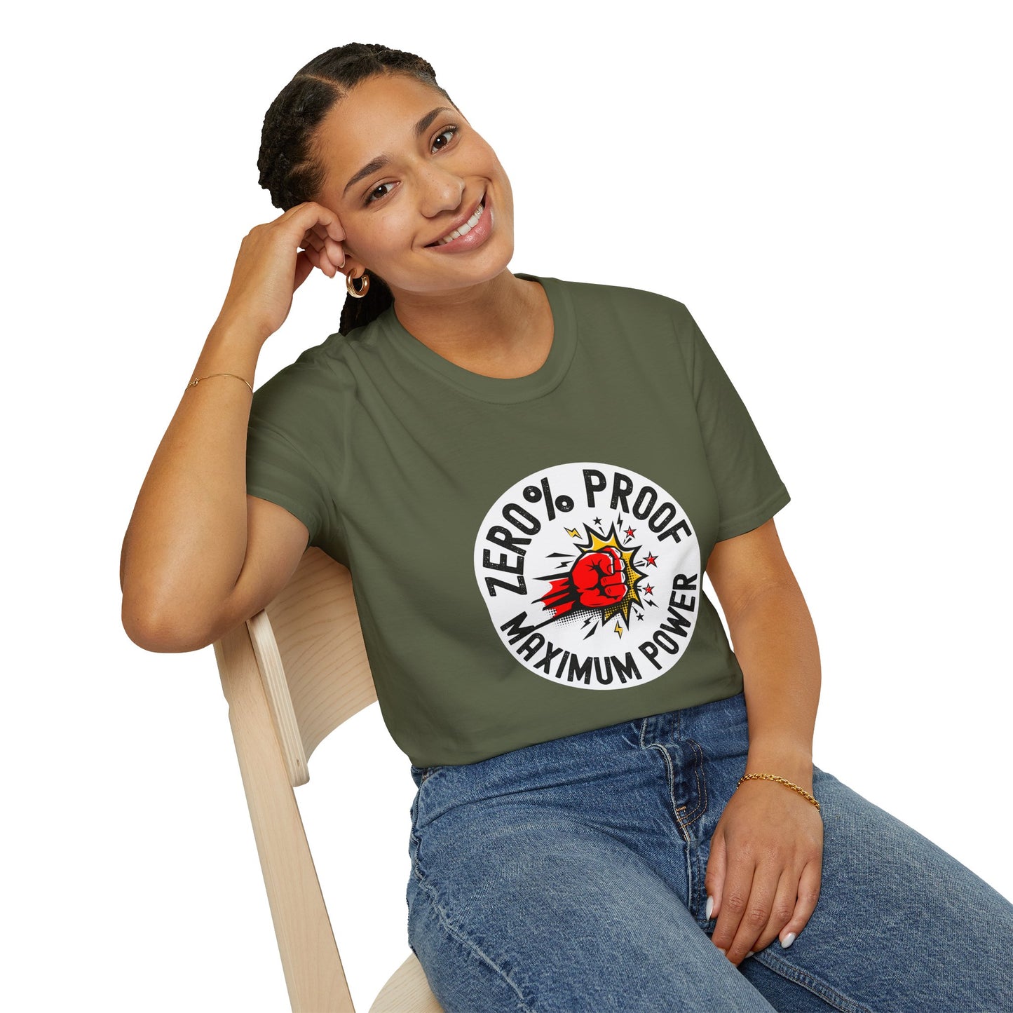 Maximum Power T-Shirt | Zero% Proof Unisex Tee | Cool Graphic T-Shirt for Everyday Wear | Gift for Friends | Casual Style for Any Occasion