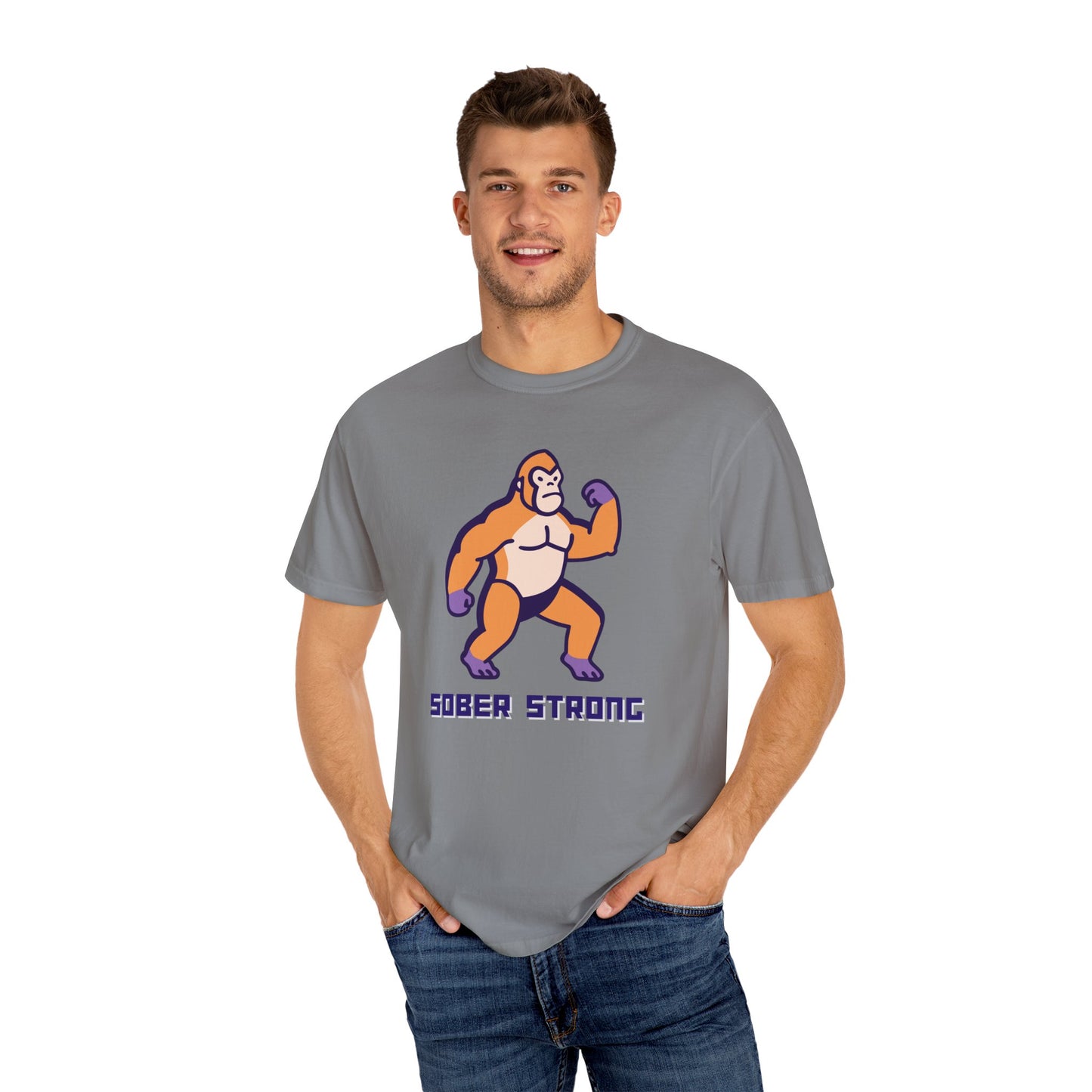 Sober Strong Gorilla T-Shirt π¦β Retro Sobriety Tee, Motivational Recovery Shirt, Unisex Graphic Top, Sobriety Gift for Men and Women