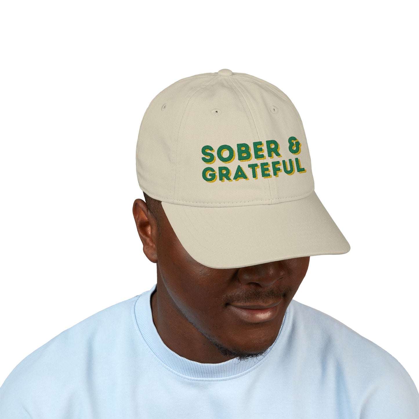 Sober & Grateful Hat – Organic Cotton Sobriety Cap | Recovery Gift | Inspirational Dad Hat | Sober Pride Embroidered Hat