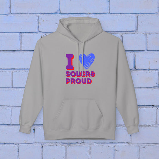 I ❤️ Sober & Proud Hoodie for Women | Sobriety Gift | Recovery Sweatshirt | Sober Life Clothing | Empowerment Hoodie | Mental Health Awareness