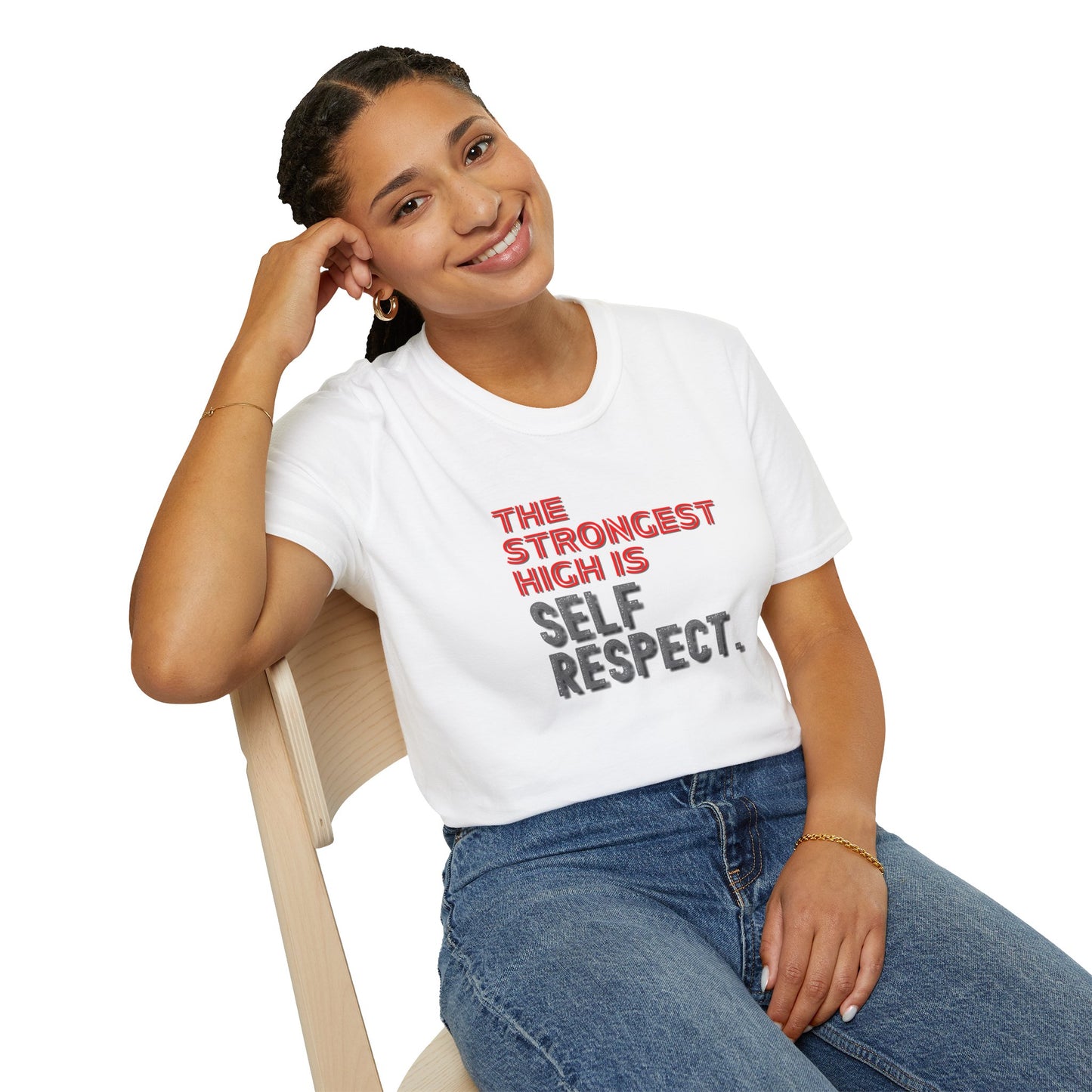 The Strongest High Is Self Respect Shirt 🌈✨ • Sobriety T-Shirt 💪 • Sober Lifestyle Tee 🌿 • Motivational Recovery Top 🔥 • Self Respect Quote Shirt 💛