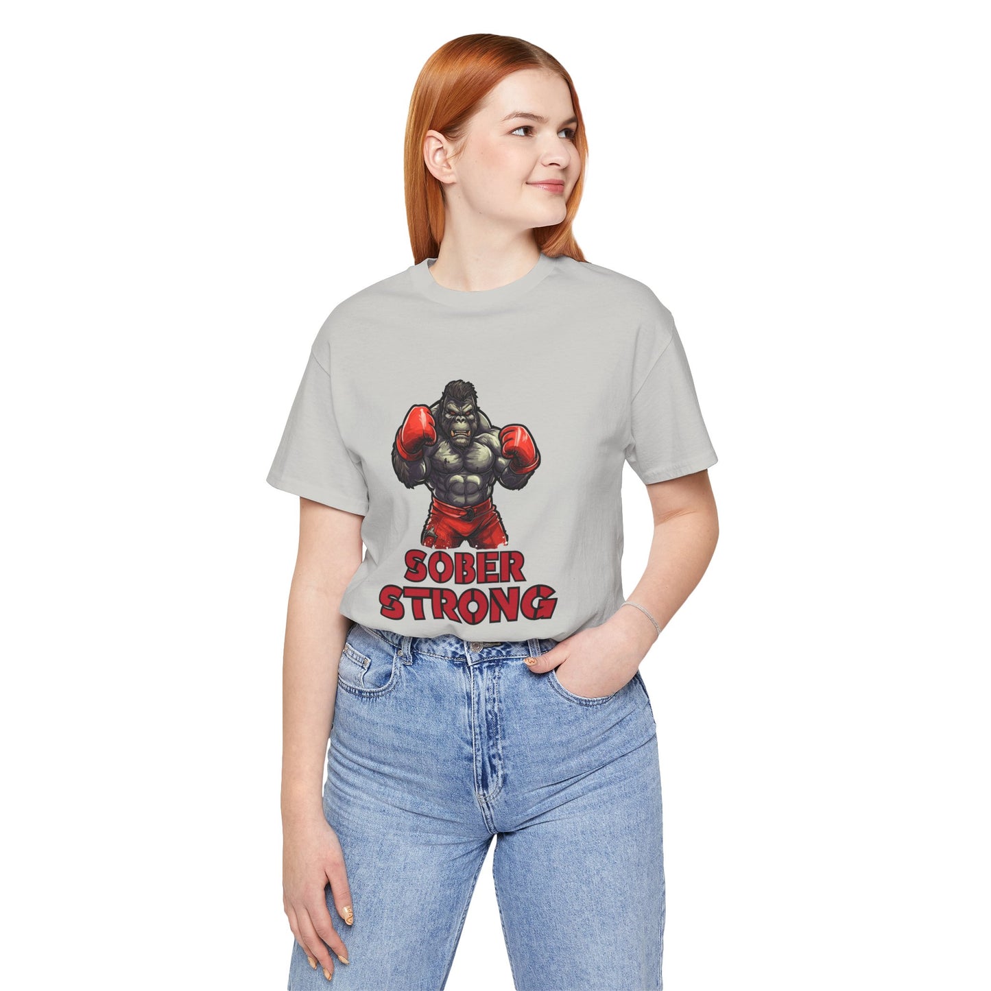 Sober Strong T-Shirt Boxing Gorilla 🥊🦍✨| Sobriety Recovery Shirt | Sober Lifestyle Tee for Men & Women | Gift for Sobriety Milestone