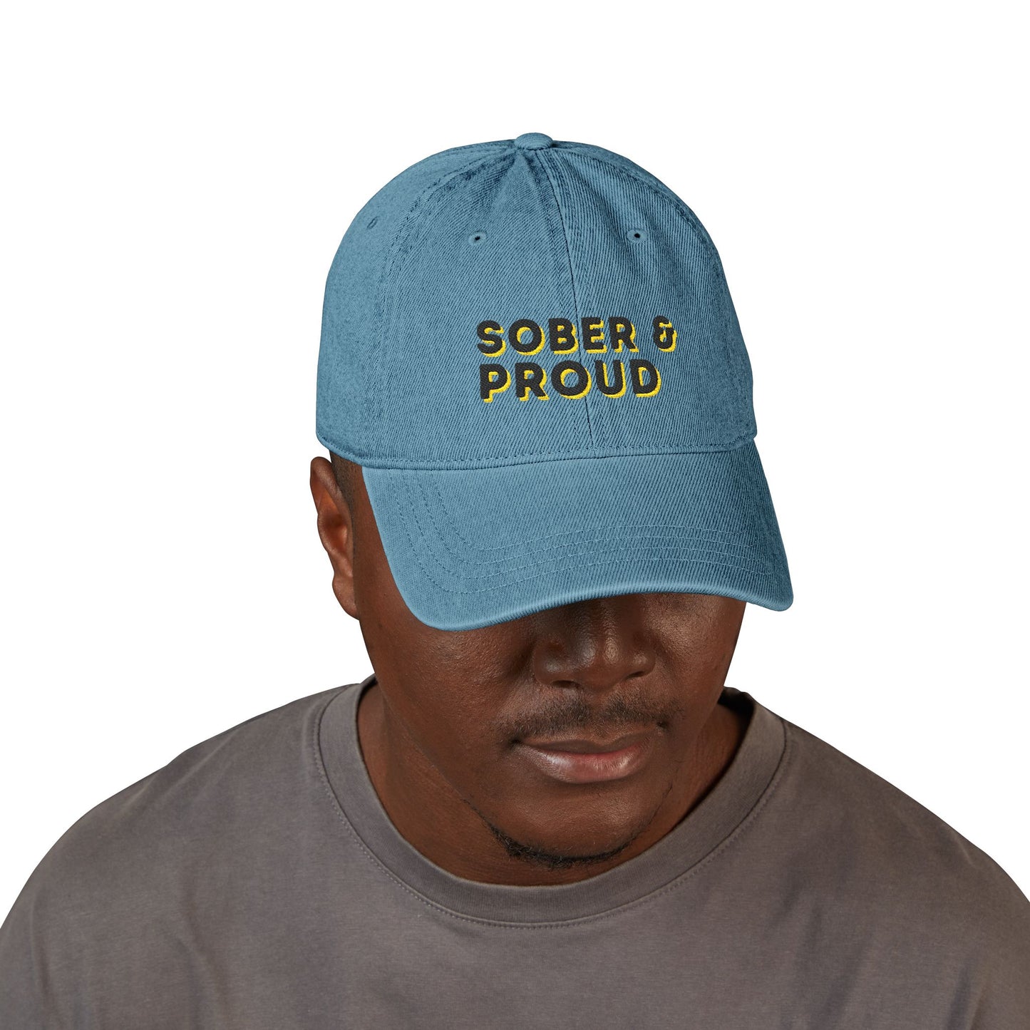 Sober & Proud Denim Hat – Embroidered Sobriety Cap | Sober Life Gift | Recovery Hat | Clean and Sober Dad Hat | Unisex Sobriety Apparel