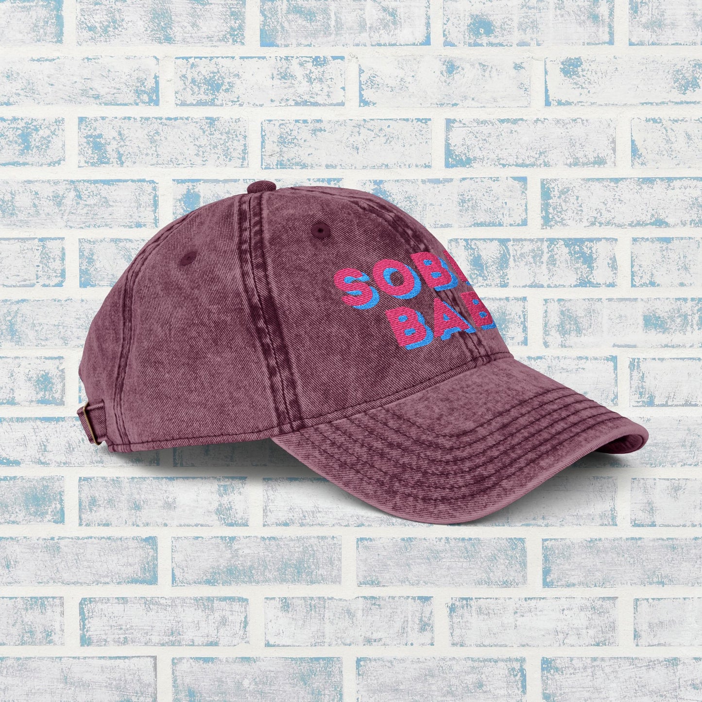 ✨🧢 Sober Babe Vintage Distressed Hat 🌸💖Vintage Distressed Baseball Cap, Sobriety Gift for Her, Bright Color Recovery Hat, Feminine Sober Cap