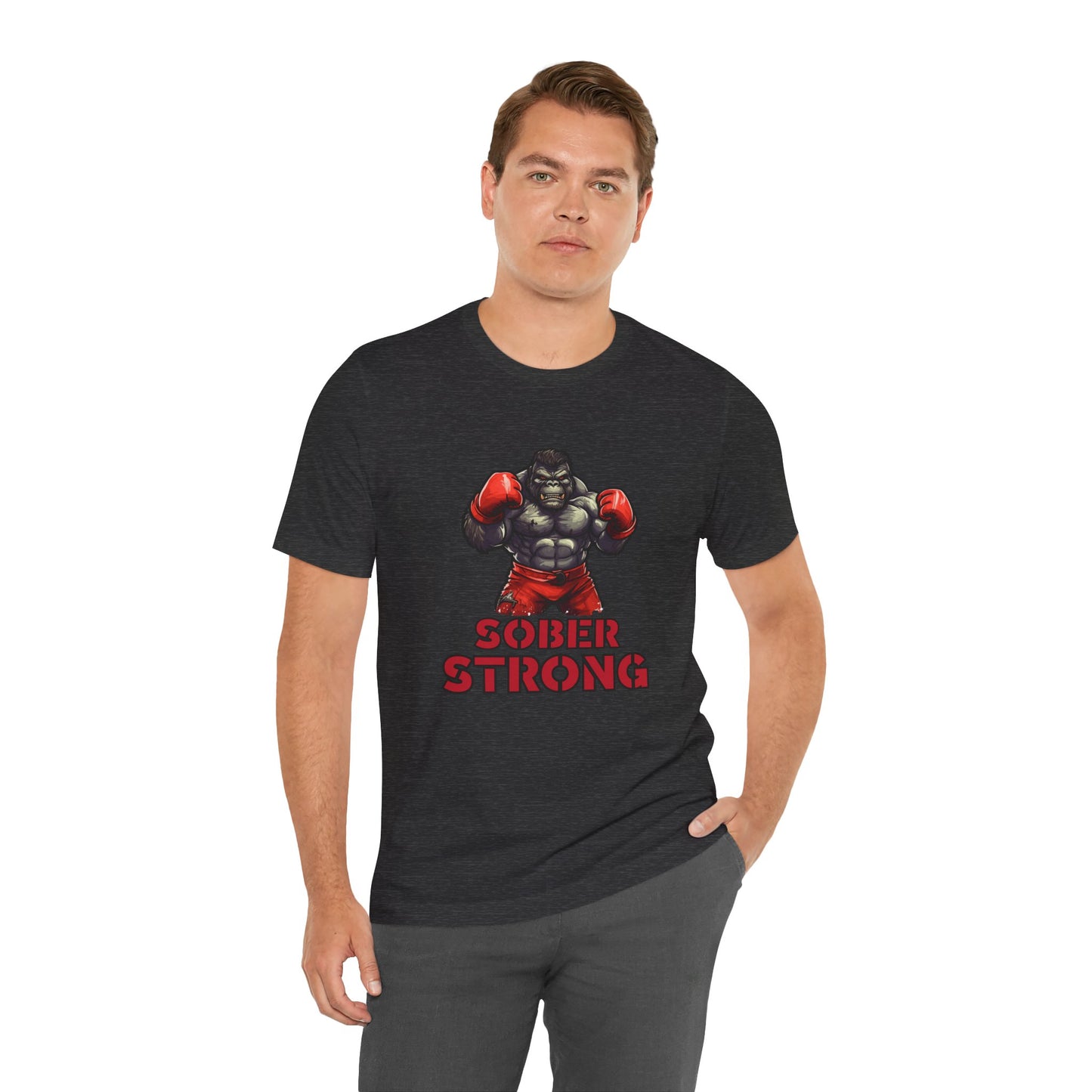 Sober Strong T-Shirt Boxing Gorilla 🥊🦍✨| Sobriety Recovery Shirt | Sober Lifestyle Tee for Men & Women | Gift for Sobriety Milestone