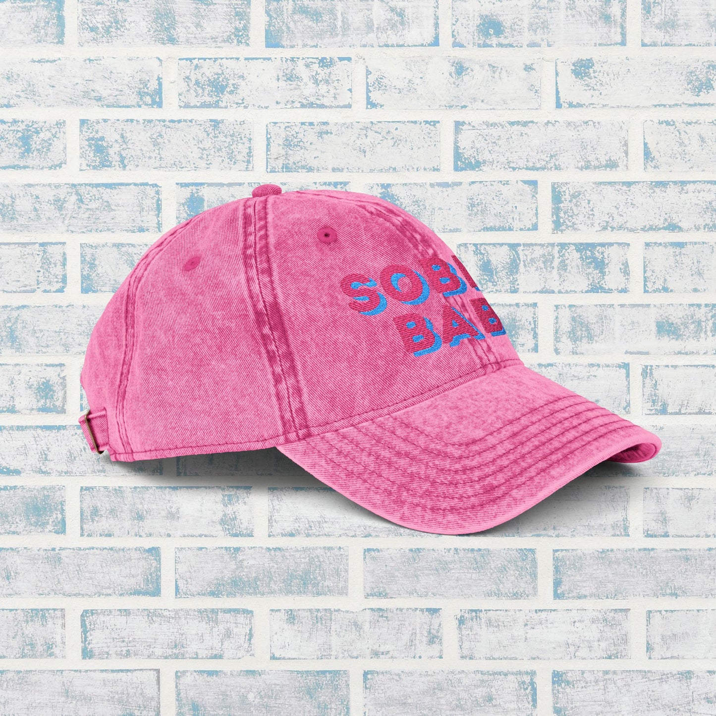 ✨🧢 Sober Babe Vintage Distressed Hat 🌸💖Vintage Distressed Baseball Cap, Sobriety Gift for Her, Bright Color Recovery Hat, Feminine Sober Cap