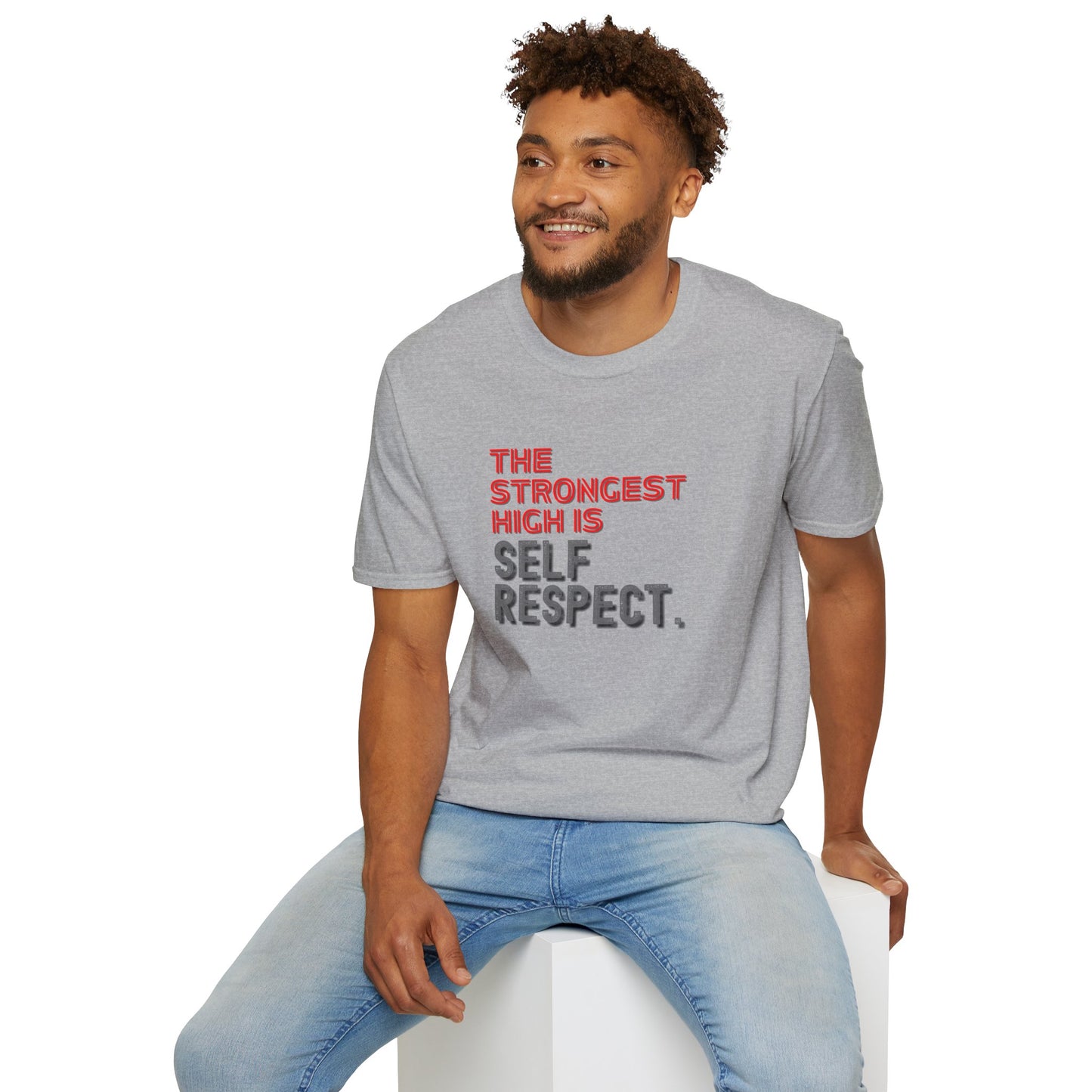 The Strongest High Is Self Respect Shirt 🌈✨ • Sobriety T-Shirt 💪 • Sober Lifestyle Tee 🌿 • Motivational Recovery Top 🔥 • Self Respect Quote Shirt 💛