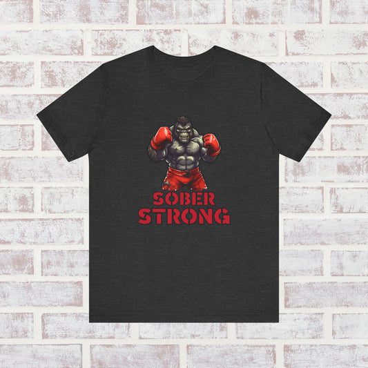 Sober Strong T-Shirt Boxing Gorilla 🥊🦍✨| Sobriety Recovery Shirt | Sober Lifestyle Tee for Men & Women | Gift for Sobriety Milestone