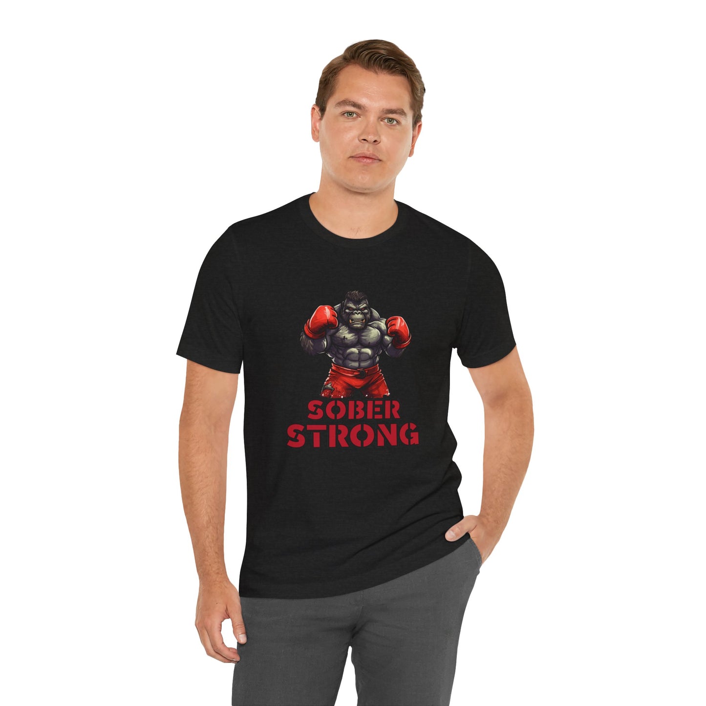 Sober Strong T-Shirt Boxing Gorilla 🥊🦍✨| Sobriety Recovery Shirt | Sober Lifestyle Tee for Men & Women | Gift for Sobriety Milestone