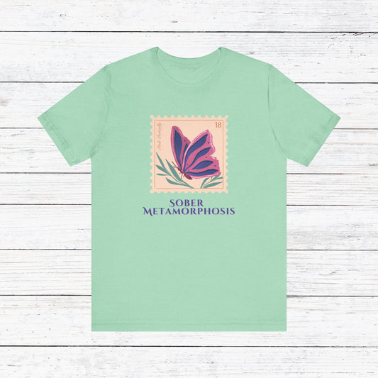 Sober Metamorphosis Shirt – Butterfly Recovery Tee | Inspirational Sobriety Gift | Sobriety Milestone T-Shirt | Sober Wear
