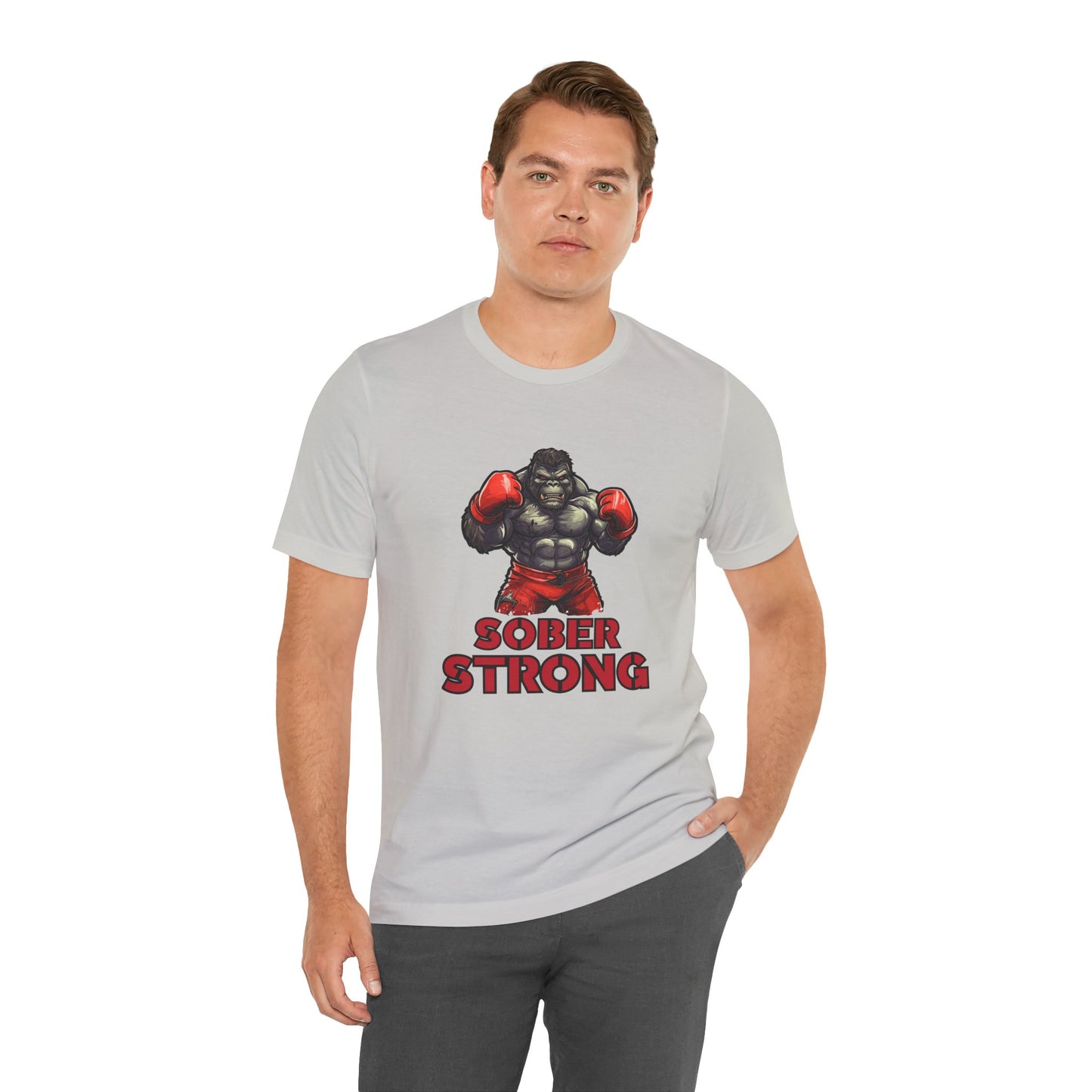 Sober Strong T-Shirt Boxing Gorilla 🥊🦍✨| Sobriety Recovery Shirt | Sober Lifestyle Tee for Men & Women | Gift for Sobriety Milestone