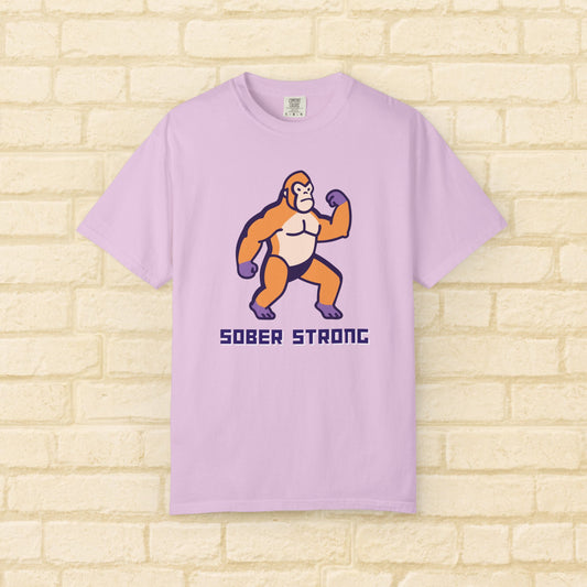 Sober Strong Gorilla T-Shirt 🦍✊ Retro Sobriety Tee, Motivational Recovery Shirt, Unisex Graphic Top, Sobriety Gift for Men and Women