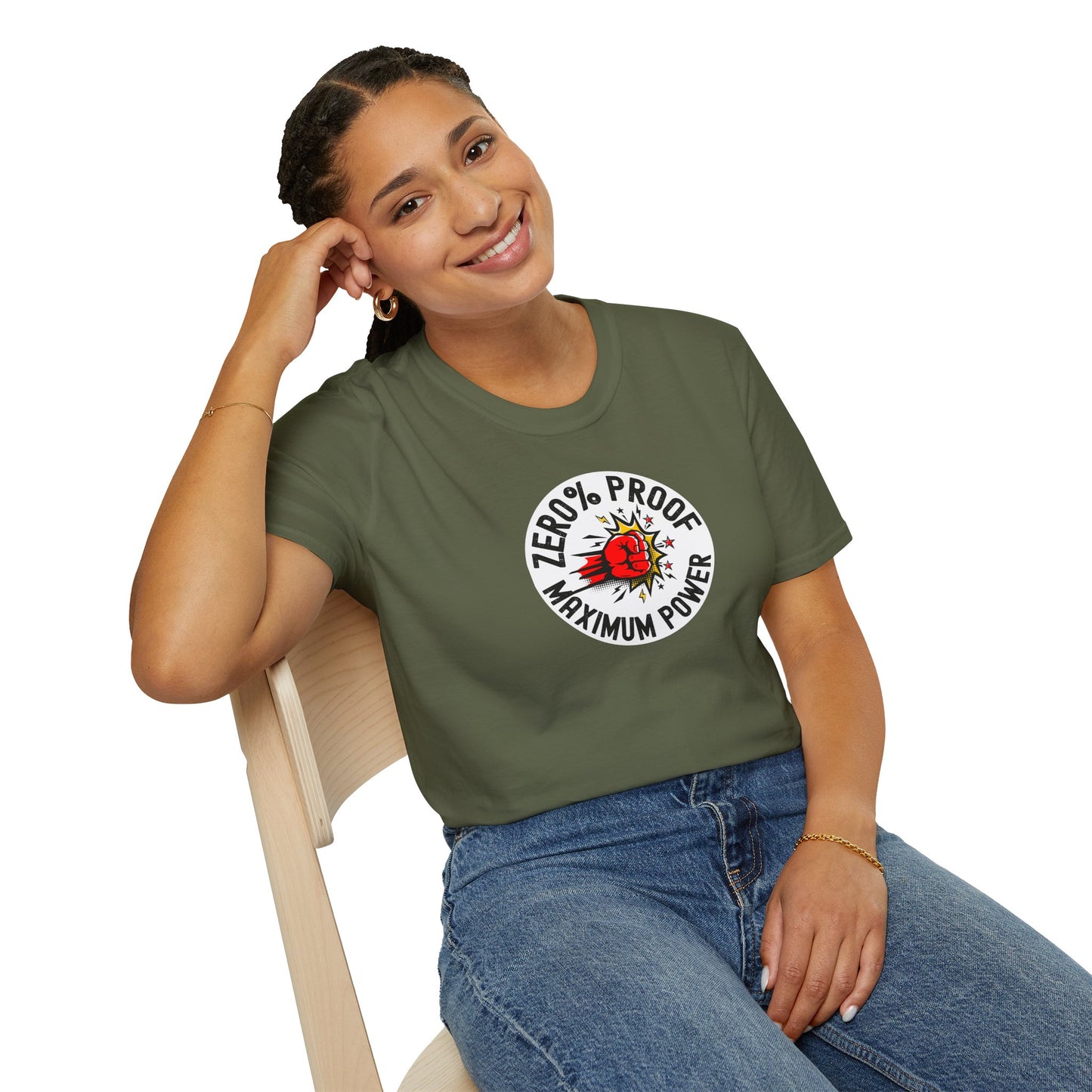 Maximum Power T-Shirt | Zero% Proof Unisex Tee | Cool Graphic T-Shirt for Everyday Wear | Gift for Friends | Casual Style for Any Occasion