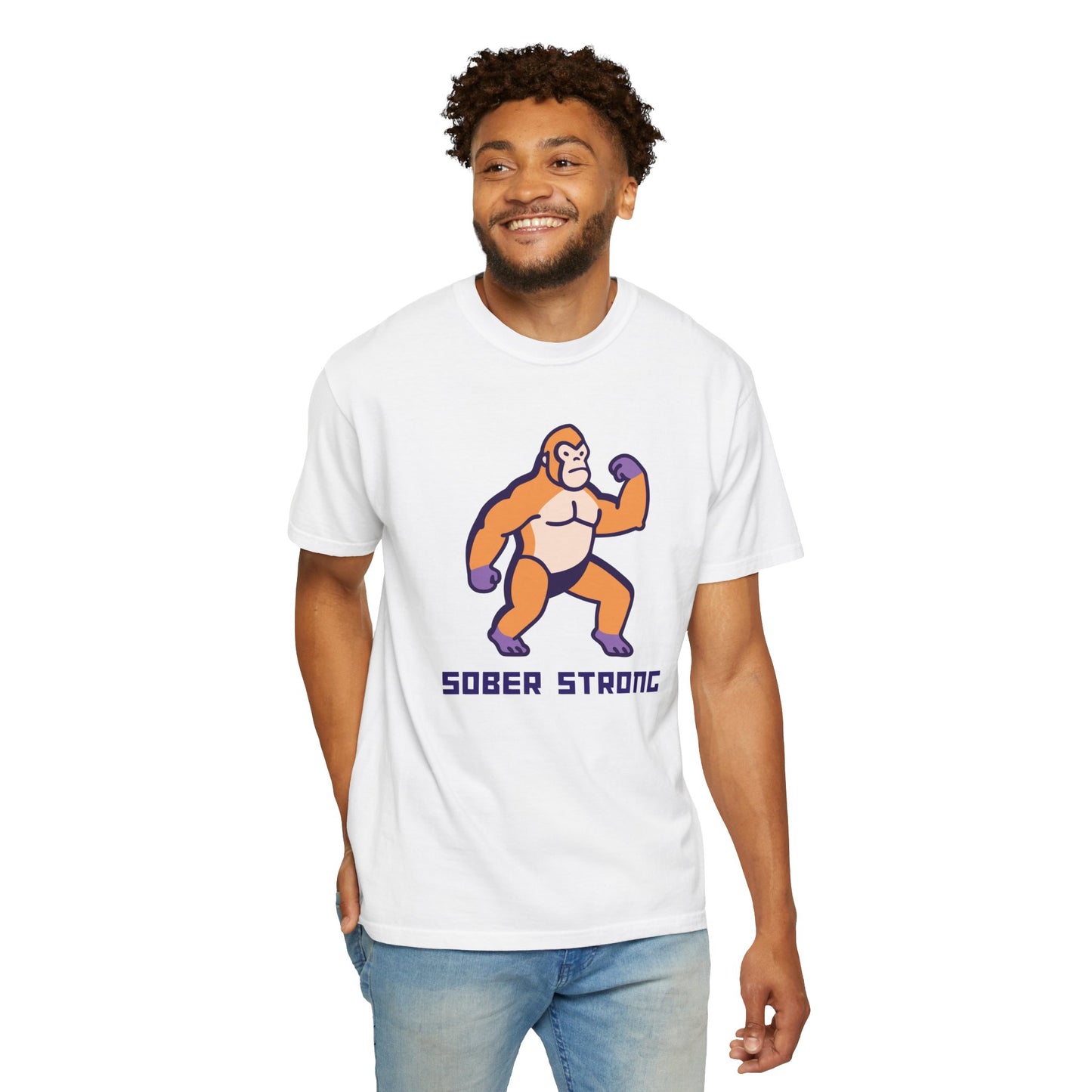 Sober Strong Gorilla T-Shirt 🦍✊ Retro Sobriety Tee, Motivational Recovery Shirt, Unisex Graphic Top, Sobriety Gift for Men and Women