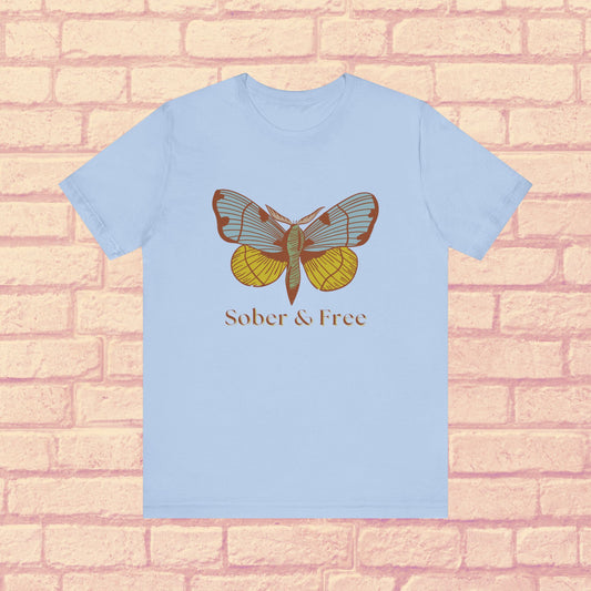 Sober & Free Butterfly Shirt • Feminine Sobriety Tee • Recovery Gift for Her • Empowering Sober Apparel • Sobriety Milestone Shirt
