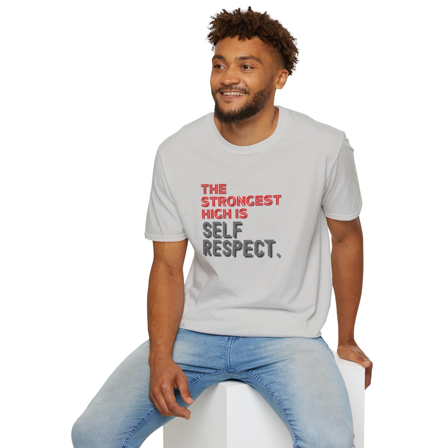 The Strongest High Is Self Respect Shirt 🌈✨ • Sobriety T-Shirt 💪 • Sober Lifestyle Tee 🌿 • Motivational Recovery Top 🔥 • Self Respect Quote Shirt 💛